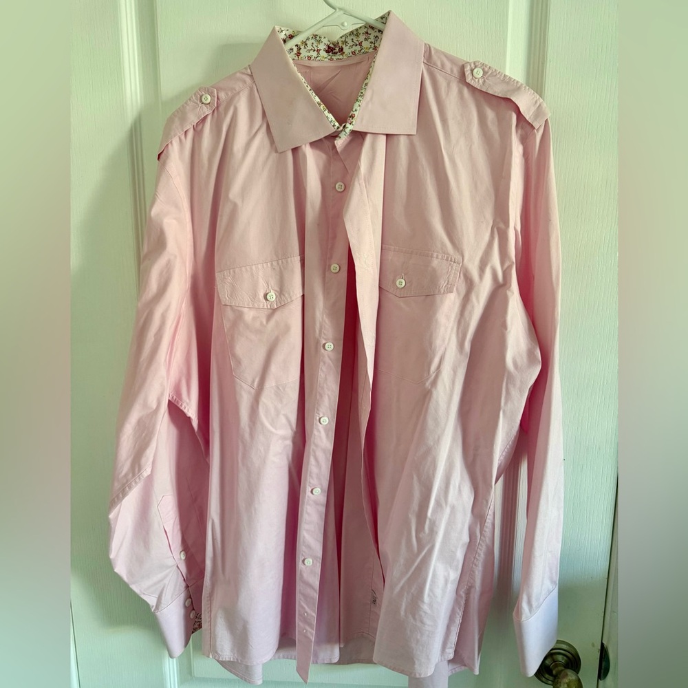 Custom Pink Men's Dress Shirt: 17 1/2" Neck 34" Sleeve